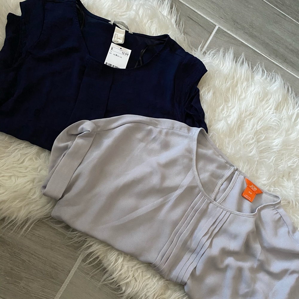 Lot of Shirts - Grey and Navy silky shirts - Small